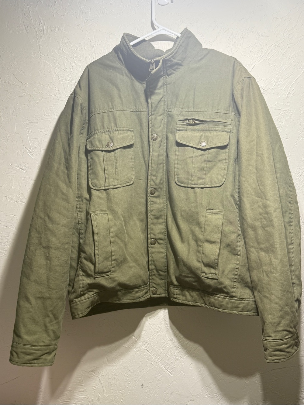 Victory Rugged Wear Olive Drab Sherpa-Lined Canvas Jacket Size XL